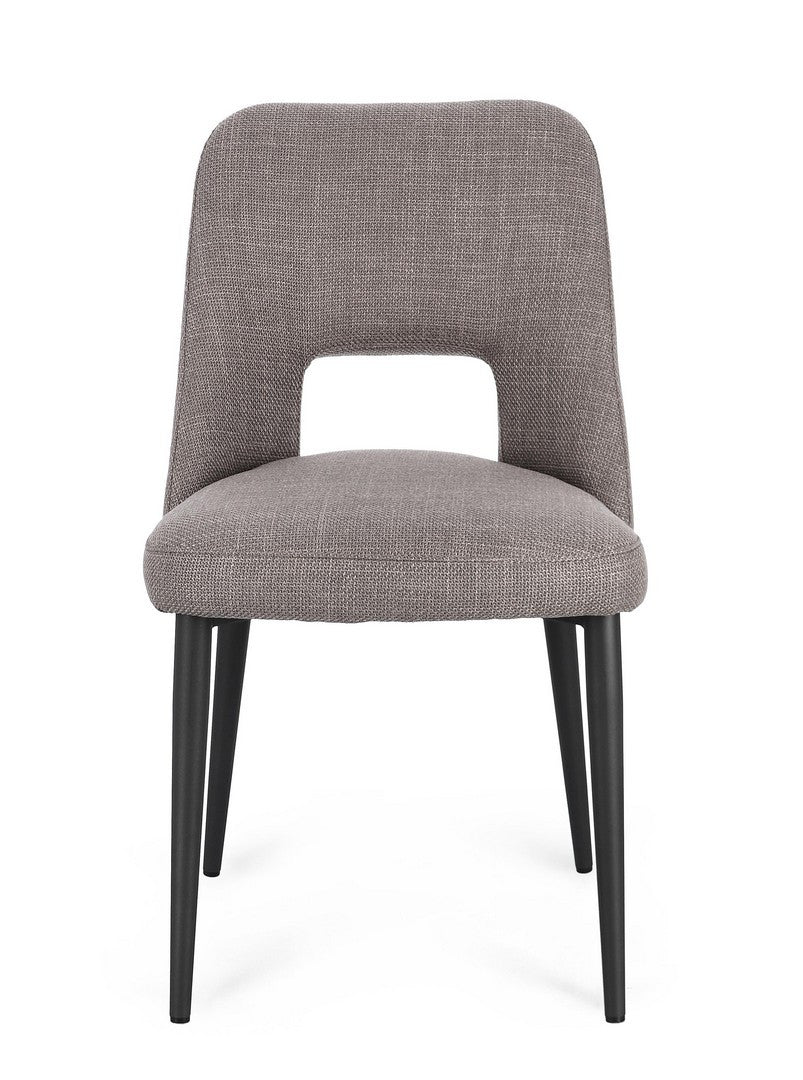 Scaun Dining Tapițat Textil Gri, Roger Grey Bizzotto - Imagine 4