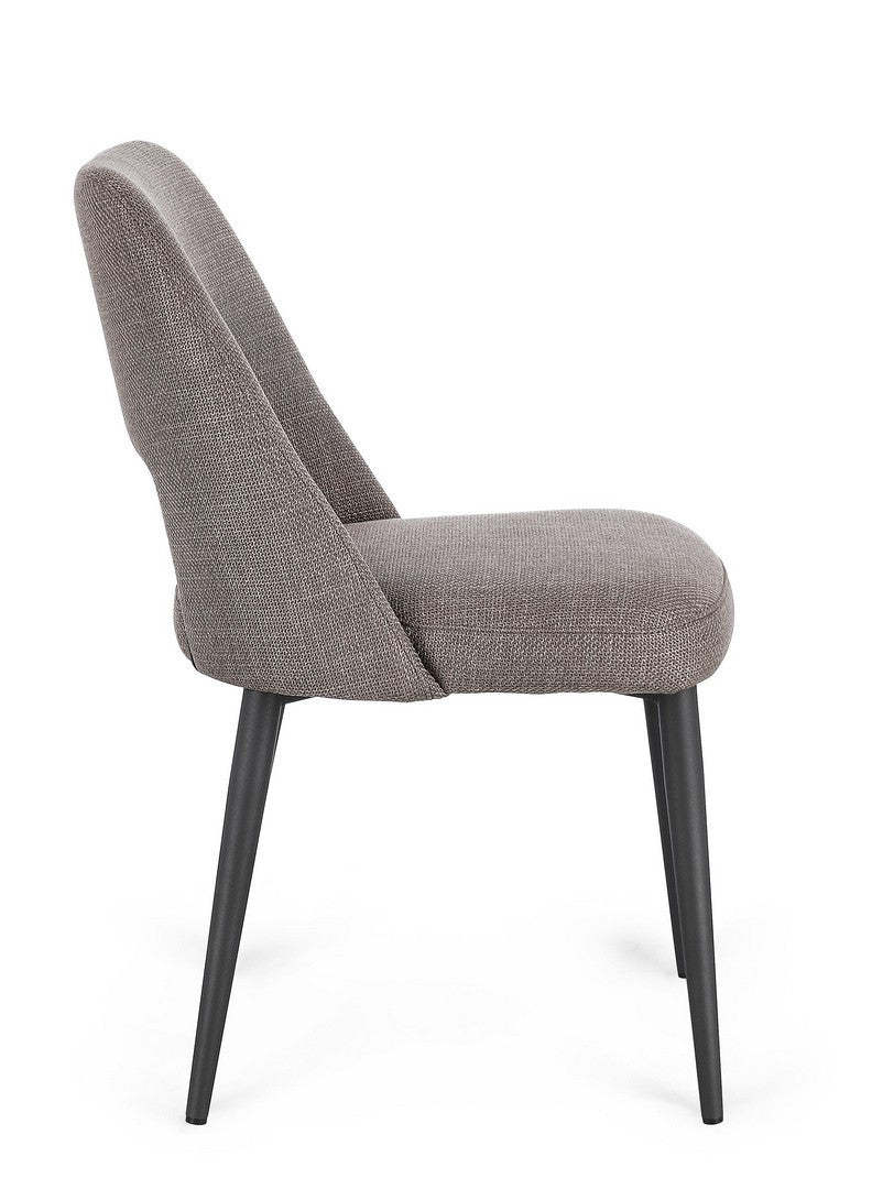 Scaun Dining Tapițat Textil Gri, Roger Grey Bizzotto - Imagine 6
