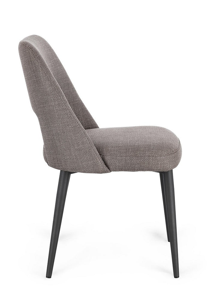 Scaun Dining Tapițat Textil Gri, Roger Grey Bizzotto - Imagine 6