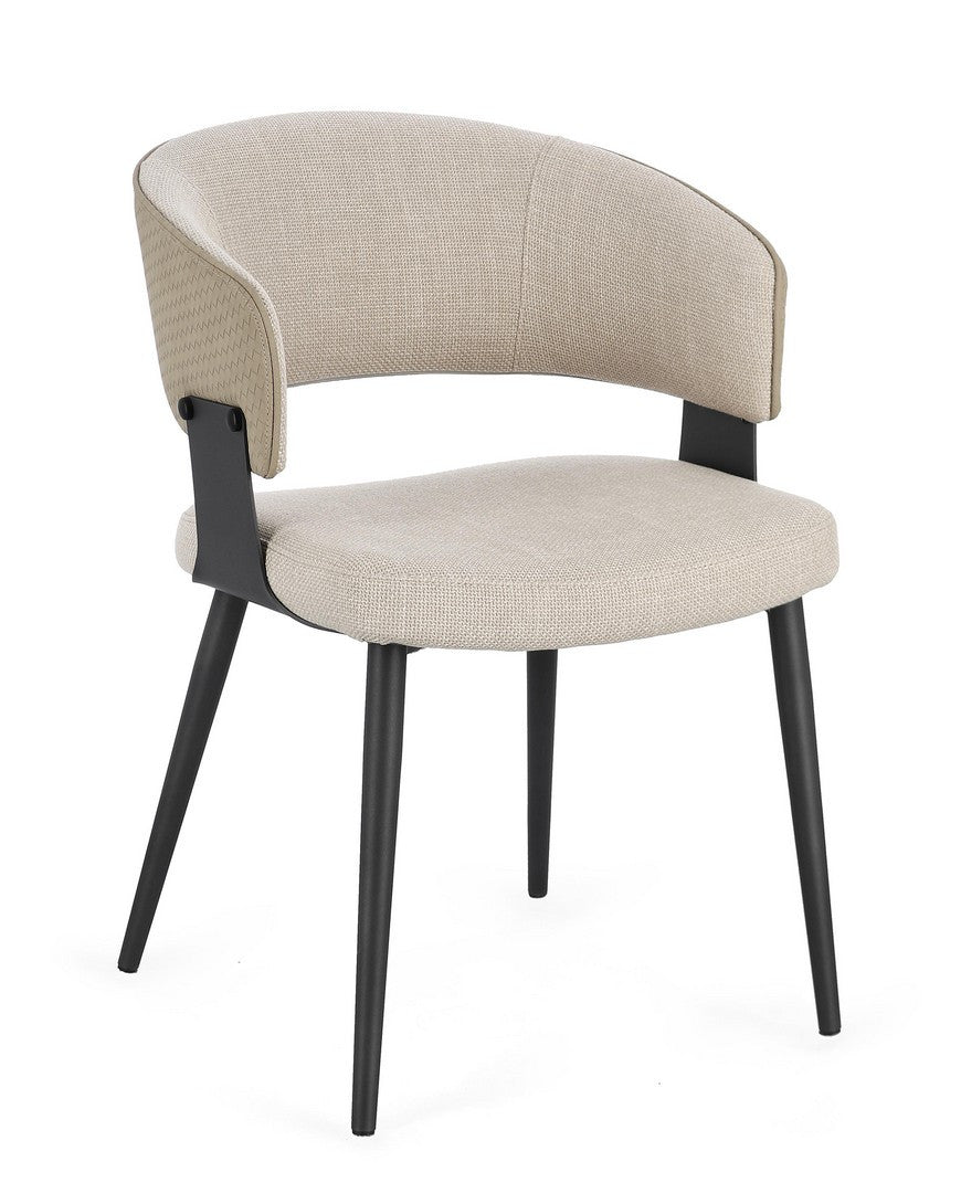 Scaun Dining Tapițat Textil Bej, Romy Natural Bizzotto - Imagine 1