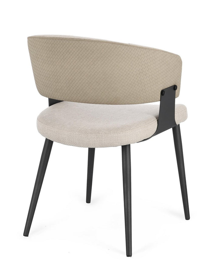 Scaun Dining Tapițat Textil Bej, Romy Natural Bizzotto - Imagine 2