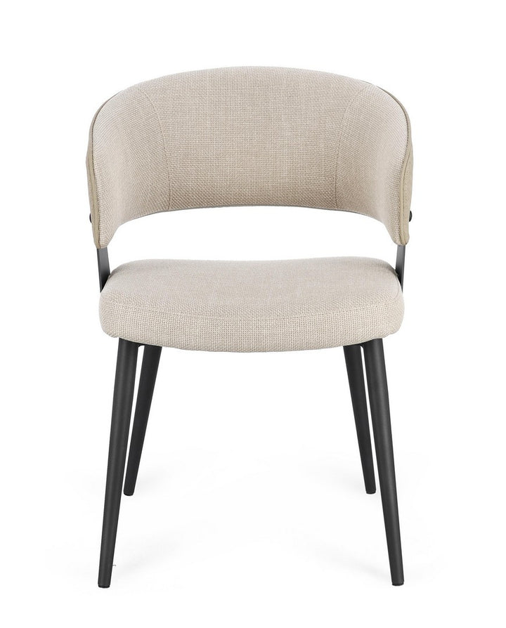 Scaun Dining Tapițat Textil Bej, Romy Natural Bizzotto - Imagine 4