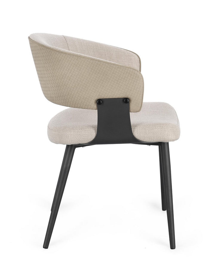 Scaun Dining Tapițat Textil Bej, Romy Natural Bizzotto - Imagine 6