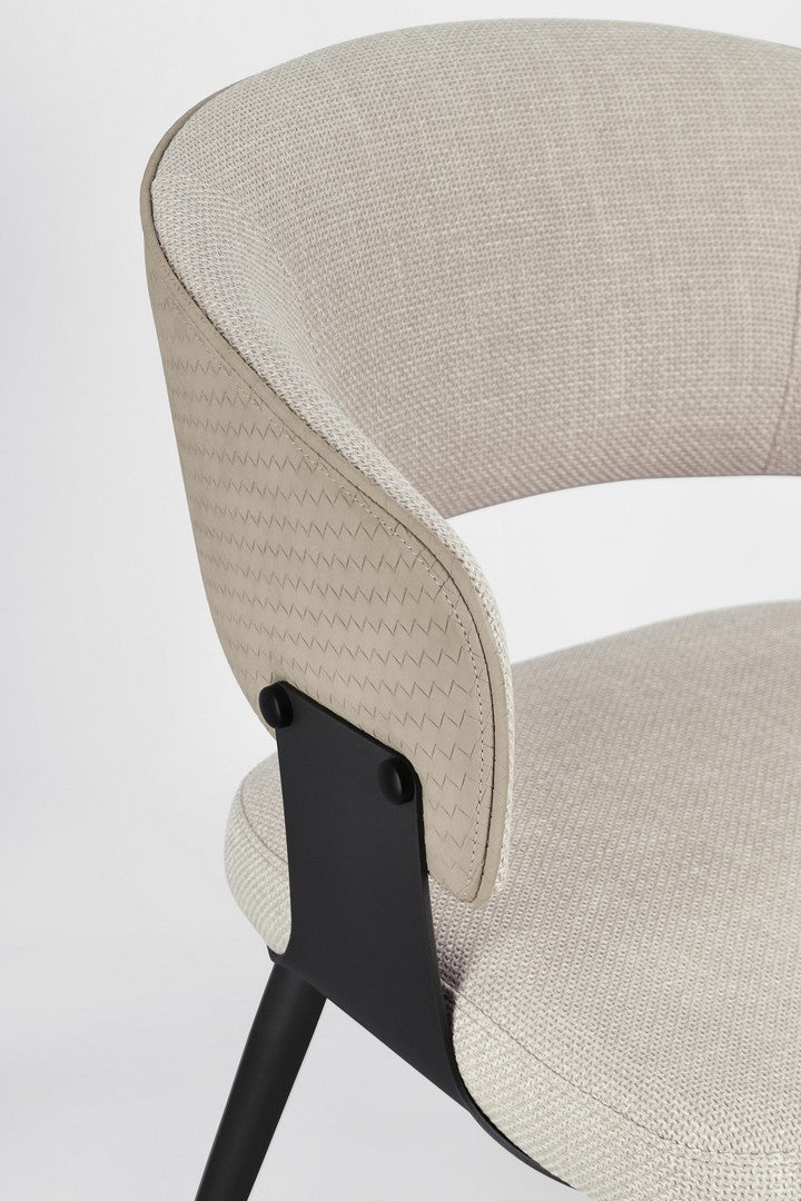 Scaun Dining Tapițat Textil Bej, Romy Natural Bizzotto - Imagine 7