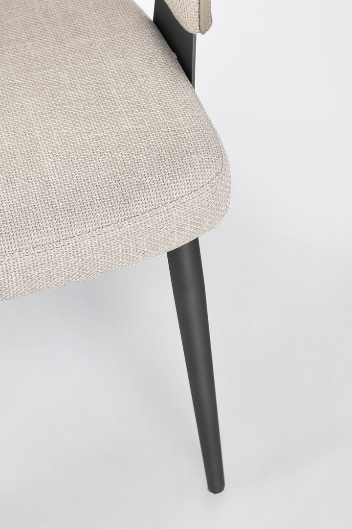 Scaun Dining Tapițat Textil Bej, Romy Natural Bizzotto - Imagine 8