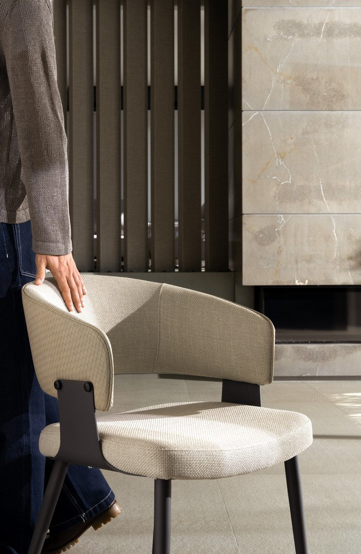 Scaun Dining Tapițat Textil Bej, Romy Natural Bizzotto - Imagine 10