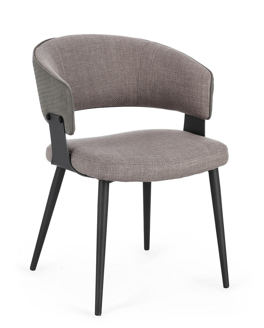 Scaun Dining Tapițat Textil Gri, Romy Grey Bizzotto - Imagine 1