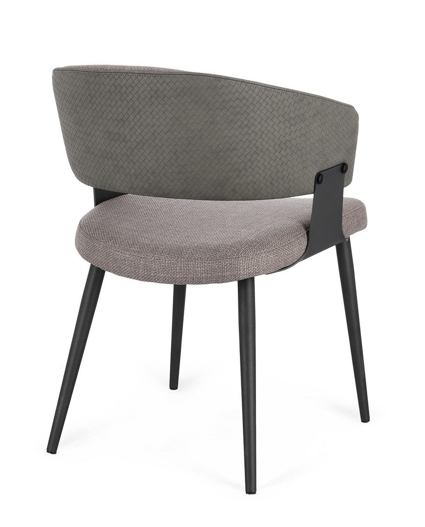 Scaun Dining Tapițat Textil Gri, Romy Grey Bizzotto - Imagine 2