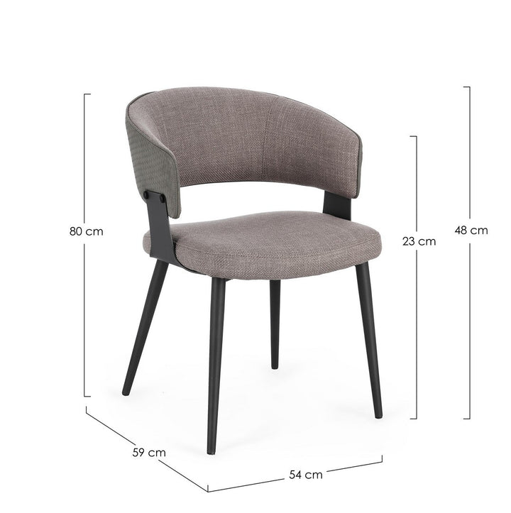 Scaun Dining Tapițat Textil Gri, Romy Grey Bizzotto - Imagine 3