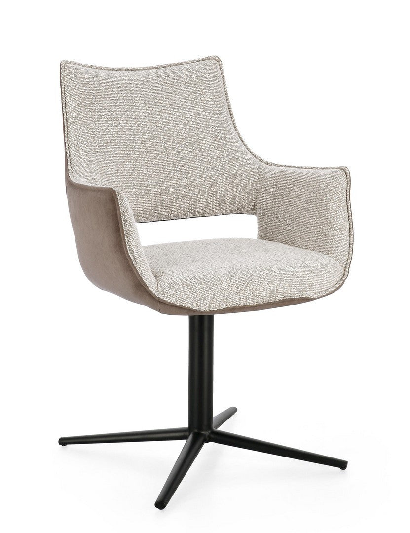 Scaun Birou Rotativ Tapițat Textil Bej, Adellinde Bizzotto - Imagine 1