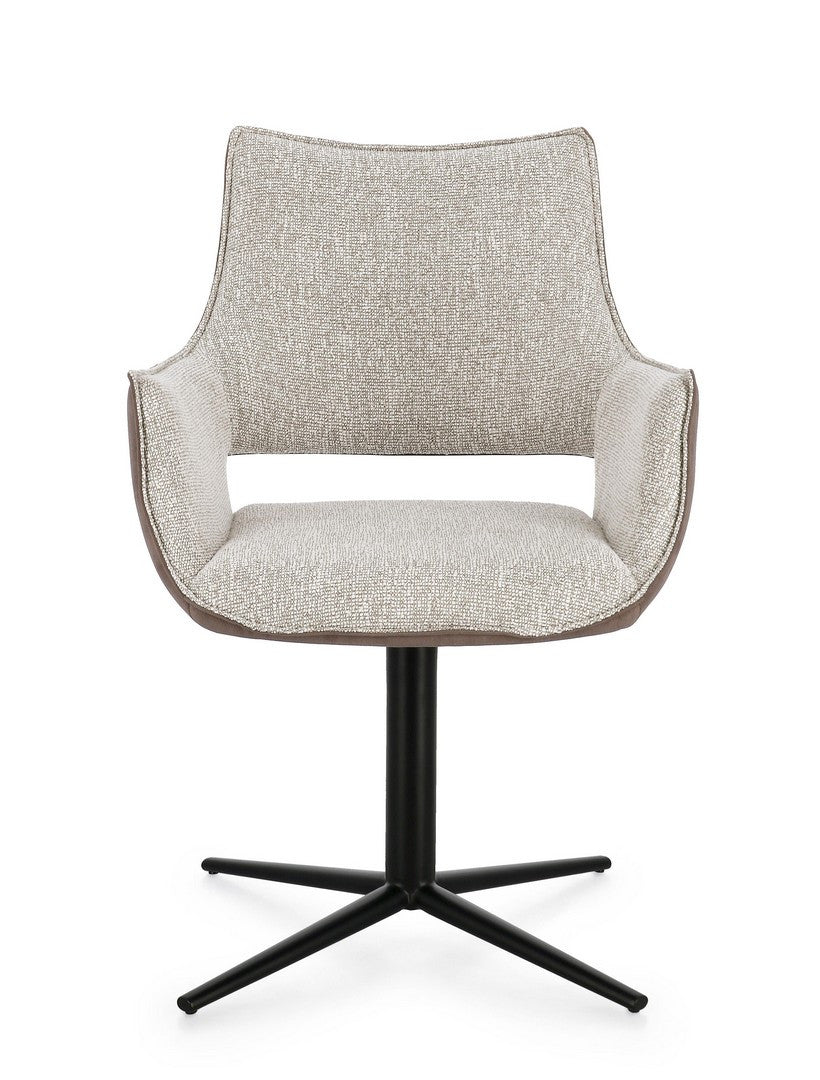 Scaun Birou Rotativ Tapițat Textil Bej, Adellinde Bizzotto - Imagine 3