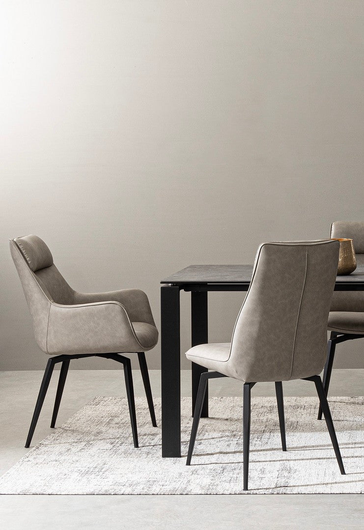 Scaun Dining Tapițat Piele Ecologică Gri, Lawrence Bizzotto - Imagine 8