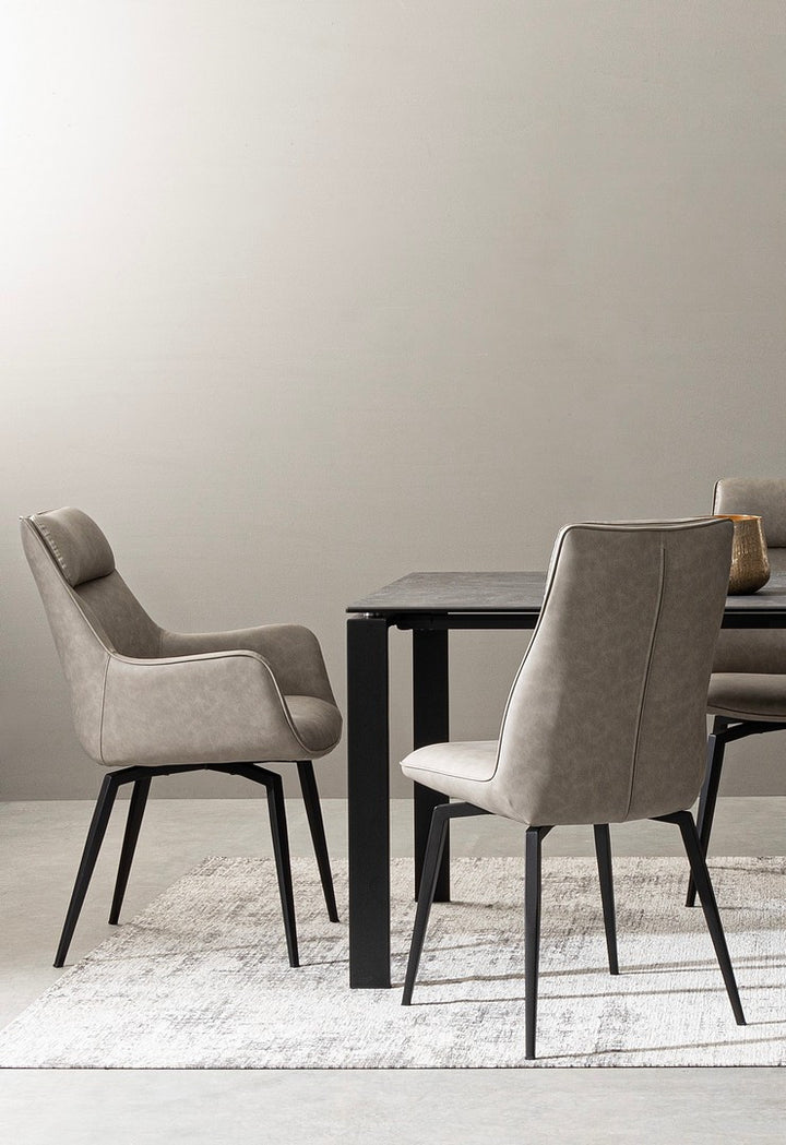 Scaun Dining Tapițat Piele Ecologică Gri, Lawrence Bizzotto - Imagine 8