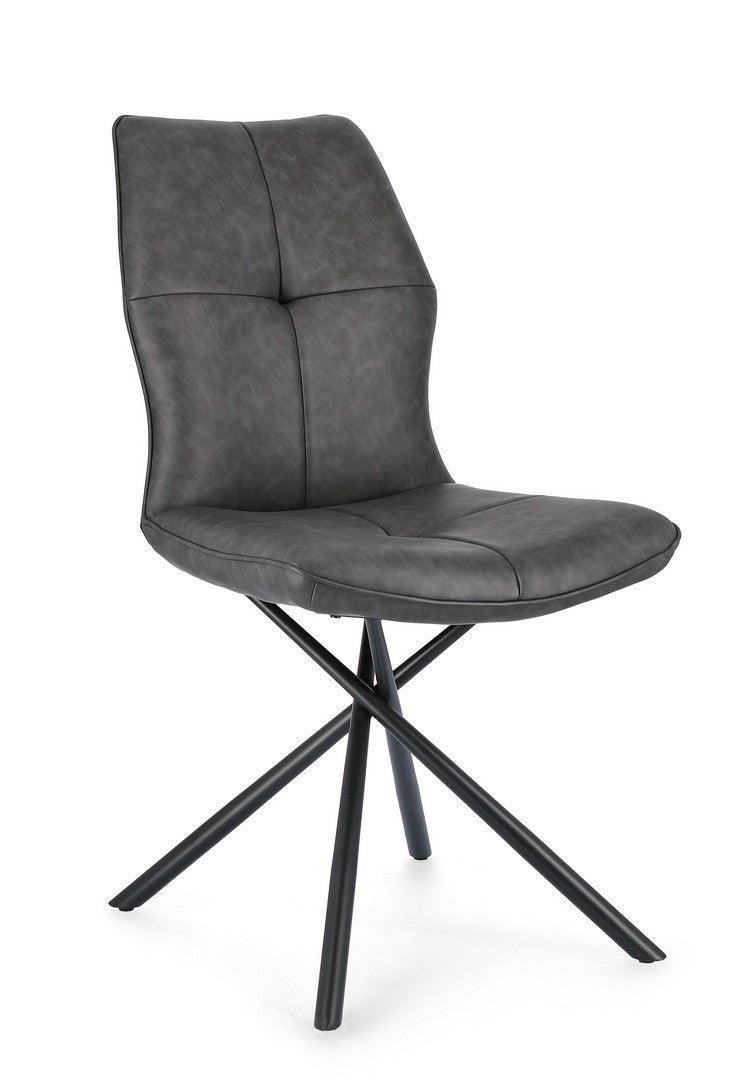 Scaun Dining Tapițat Piele Ecologică Gri, Kepler Bizzotto - Imagine 1