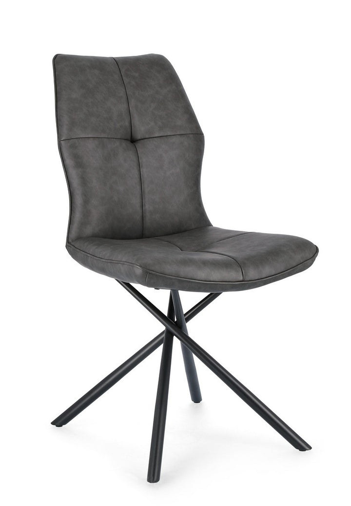 Scaun Dining Tapițat Piele Ecologică Gri, Kepler Bizzotto - Imagine 1