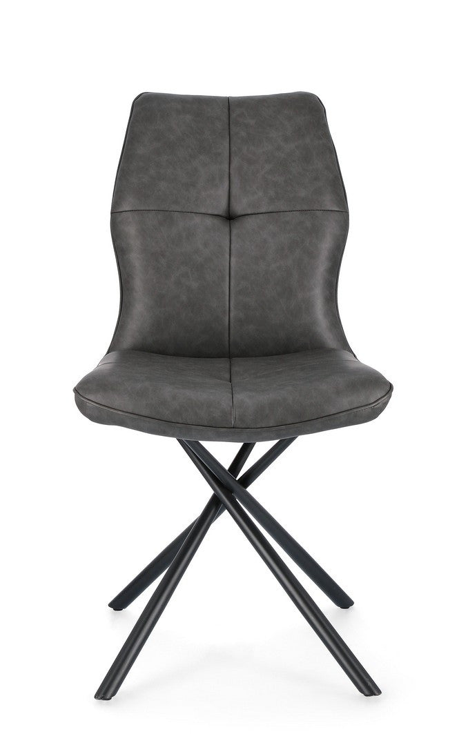 Scaun Dining Tapițat Piele Ecologică Gri, Kepler Bizzotto - Imagine 3