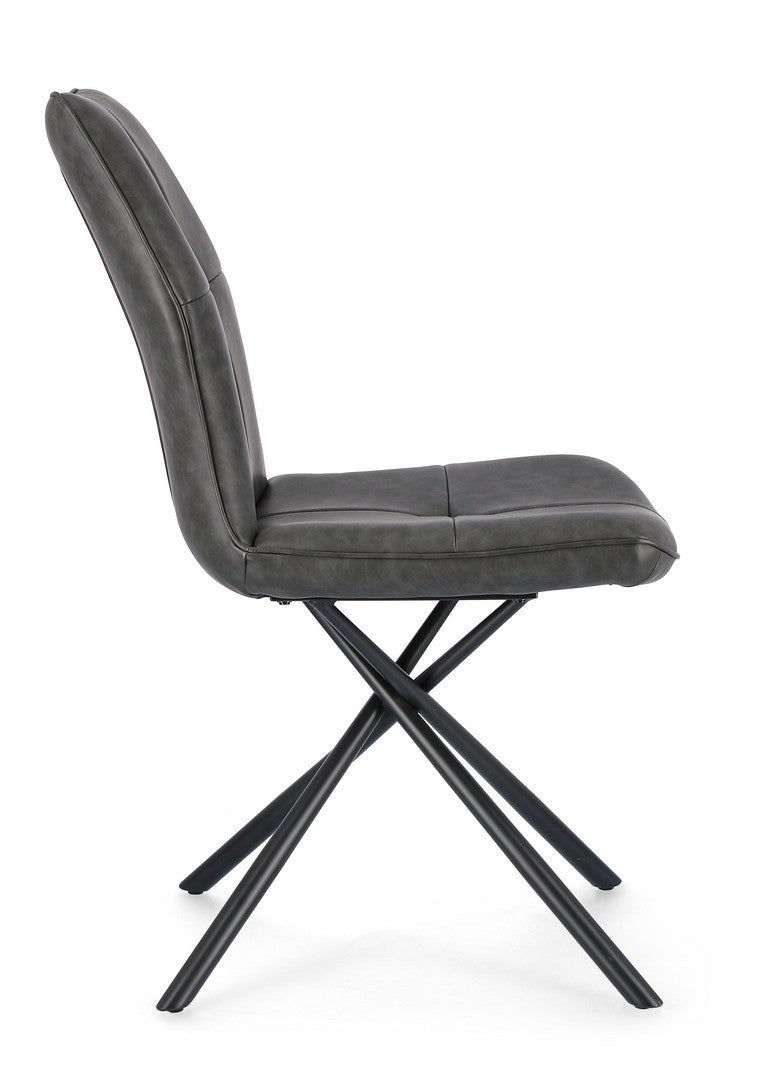 Scaun Dining Tapițat Piele Ecologică Gri, Kepler Bizzotto - Imagine 5