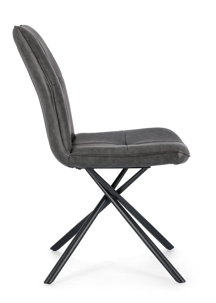 Scaun Dining Tapițat Piele Ecologică Gri, Kepler Bizzotto - Imagine 5