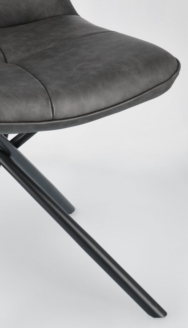 Scaun Dining Tapițat Piele Ecologică Gri, Kepler Bizzotto - Imagine 7