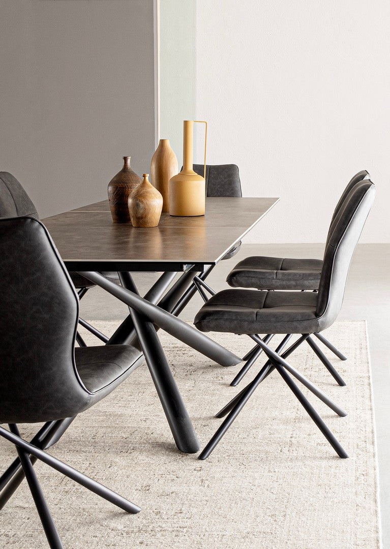Scaun Dining Tapițat Piele Ecologică Gri, Kepler Bizzotto - Imagine 8