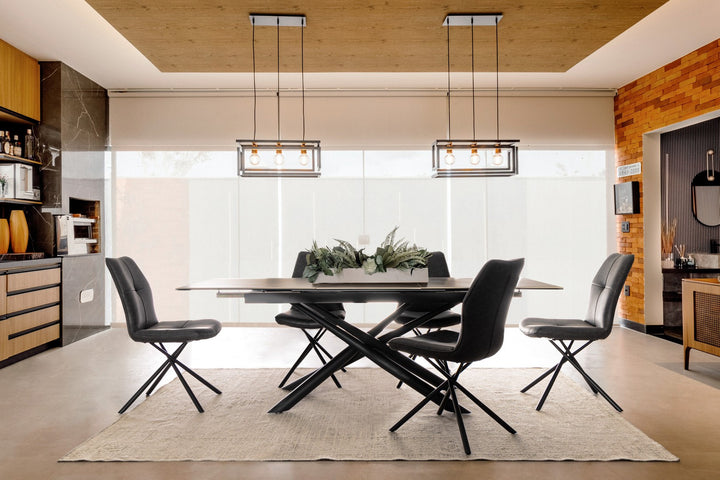 Scaun Dining Tapițat Piele Ecologică Gri, Kepler Bizzotto - Imagine 9