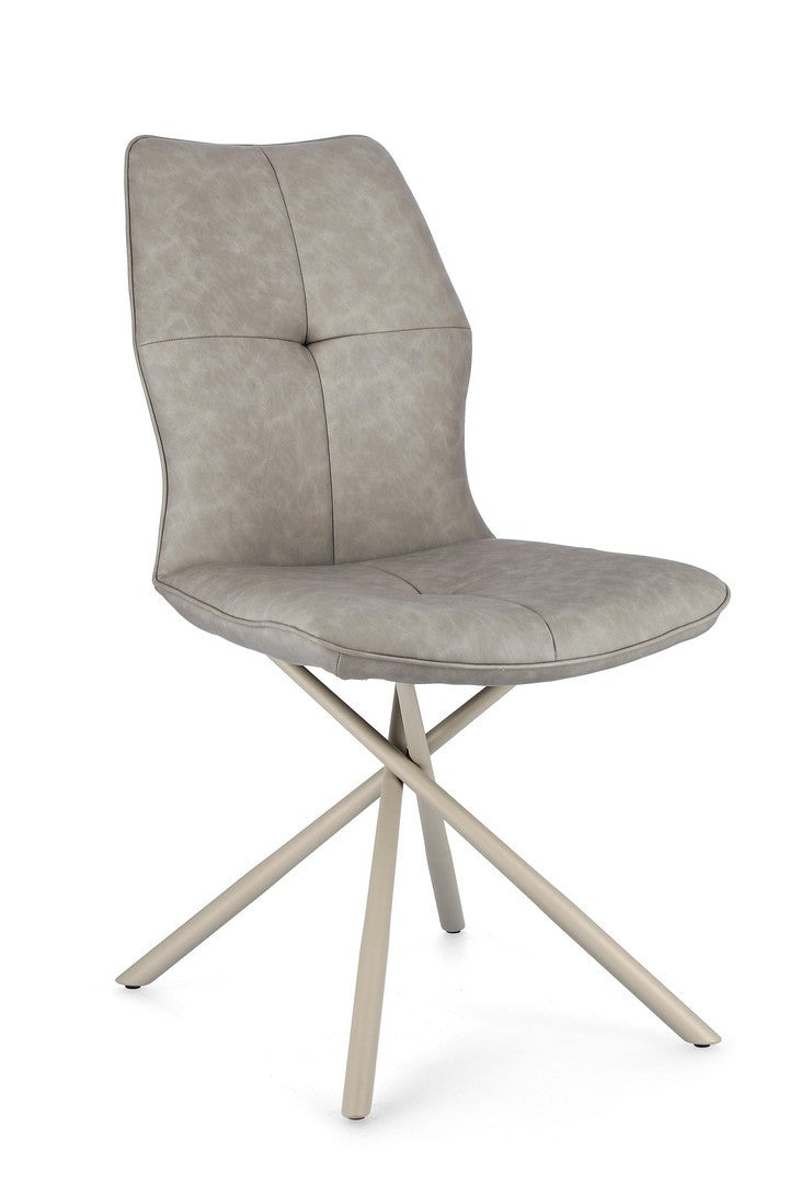 Scaun Dining Tapițat Piele Ecologică Gri, Kepler Taupe Bizzotto - Imagine 1