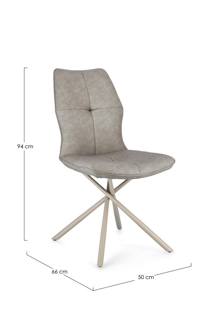 Scaun Dining Tapițat Piele Ecologică Gri, Kepler Taupe Bizzotto - Imagine 2