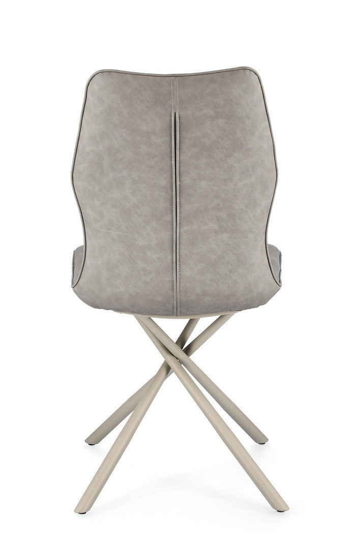 Scaun Dining Tapițat Piele Ecologică Gri, Kepler Taupe Bizzotto - Imagine 4