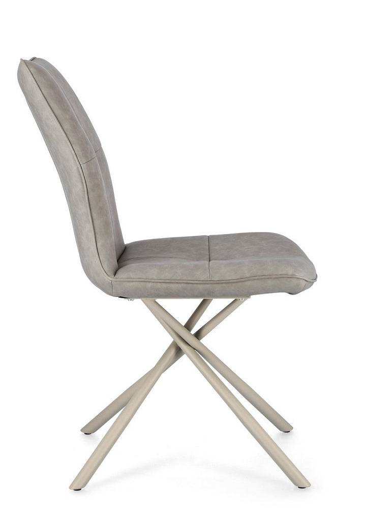 Scaun Dining Tapițat Piele Ecologică Gri, Kepler Taupe Bizzotto - Imagine 5