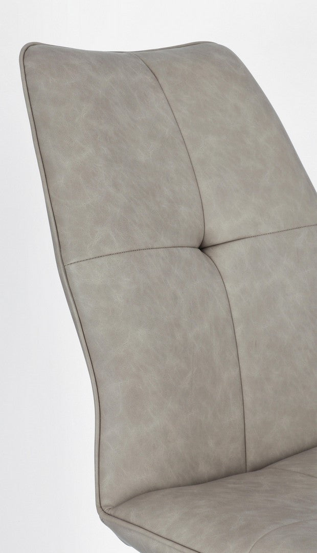 Scaun Dining Tapițat Piele Ecologică Gri, Kepler Taupe Bizzotto - Imagine 6