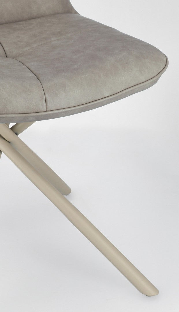Scaun Dining Tapițat Piele Ecologică Gri, Kepler Taupe Bizzotto - Imagine 7