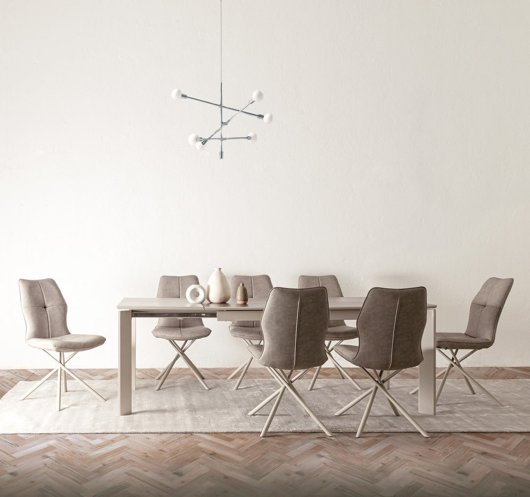 Scaun Dining Tapițat Piele Ecologică Gri, Kepler Taupe Bizzotto - Imagine 12