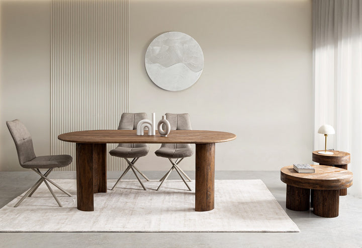 Scaun Dining Tapițat Piele Ecologică Gri, Kepler Taupe Bizzotto - Imagine 15