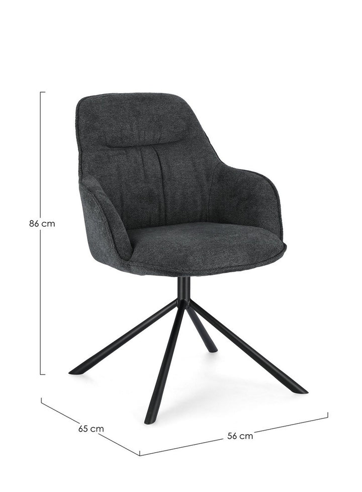 Scaun Birou Rotativ Tapițat Textil Gri, Grant Dark Bizzotto - Imagine 2