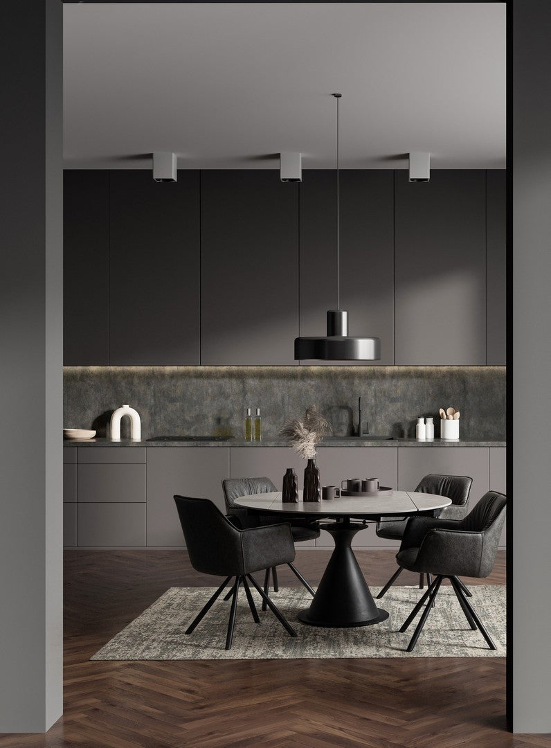 Masă Extensibilă Rotundă Gri Marmură, Jonni Black Bizzotto - Imagine 6