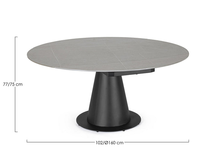 Masă Extensibilă Rotundă Cu Blat Porțelan Efect Marmură, Jami Black Bizzotto - Imagine 3