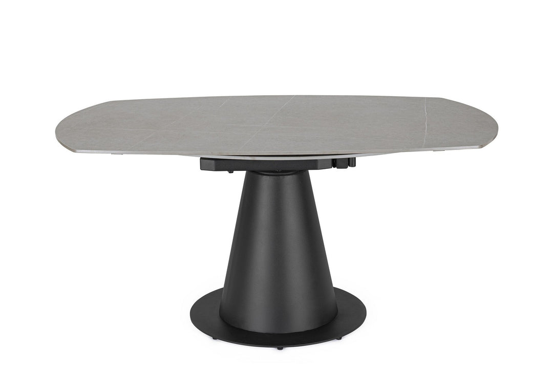 Masă Extensibilă Rotundă Cu Blat Porțelan Efect Marmură, Jami Black Bizzotto - Imagine 5