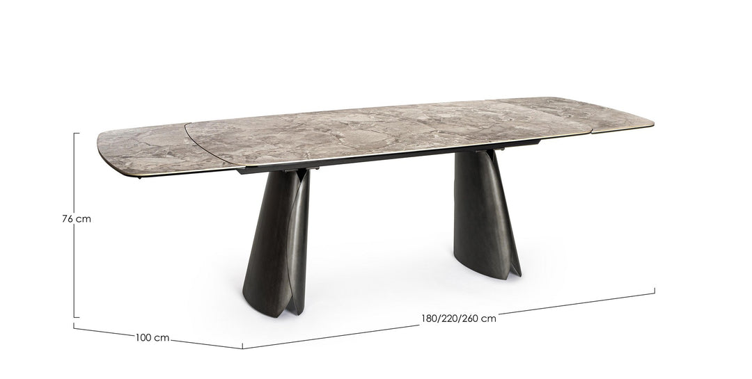 Masă Extensibilă Ceramică Gri Lucios, Cile Nordic Bizzotto - Imagine 3