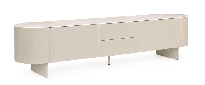 Comodă TV Bej Modernă Cu Ceramică Onyx, Bizzotto - Imagine 1