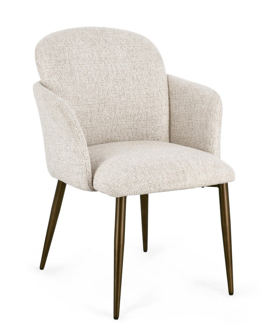 Scaun Dining Tapițat Textil Bej, Ercilla Bizzotto - Imagine 1