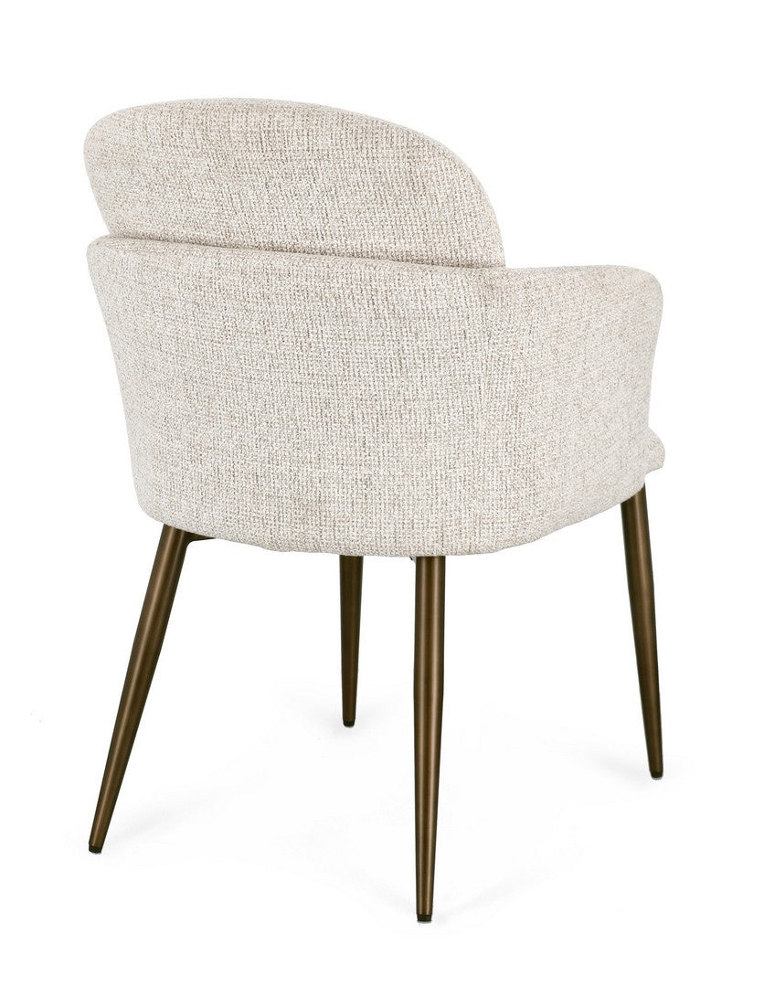 Scaun Dining Tapițat Textil Bej, Ercilla Bizzotto - Imagine 2