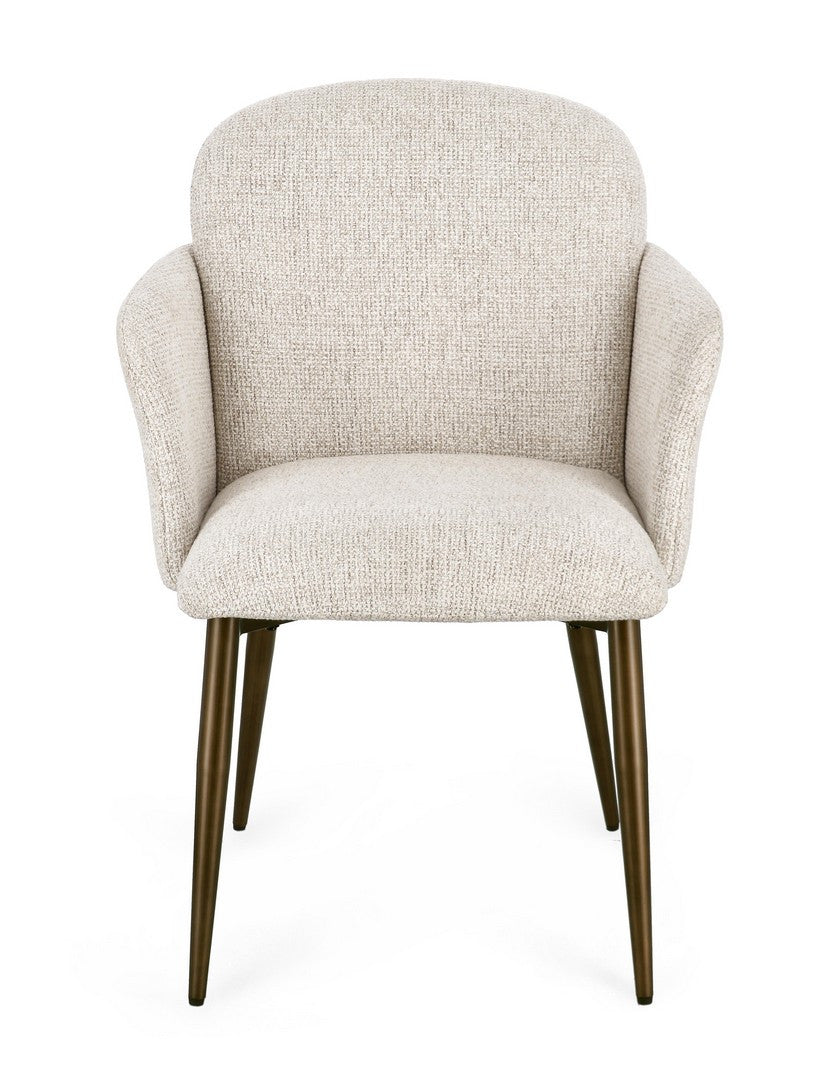 Scaun Dining Tapițat Textil Bej, Ercilla Bizzotto - Imagine 3