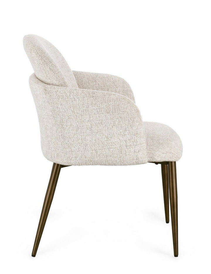 Scaun Dining Tapițat Textil Bej, Ercilla Bizzotto - Imagine 5