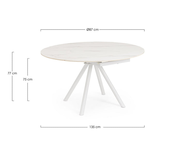 Masă Extensibilă Rotundă Porțelan Alb, Rauni Bizzotto - Imagine 3