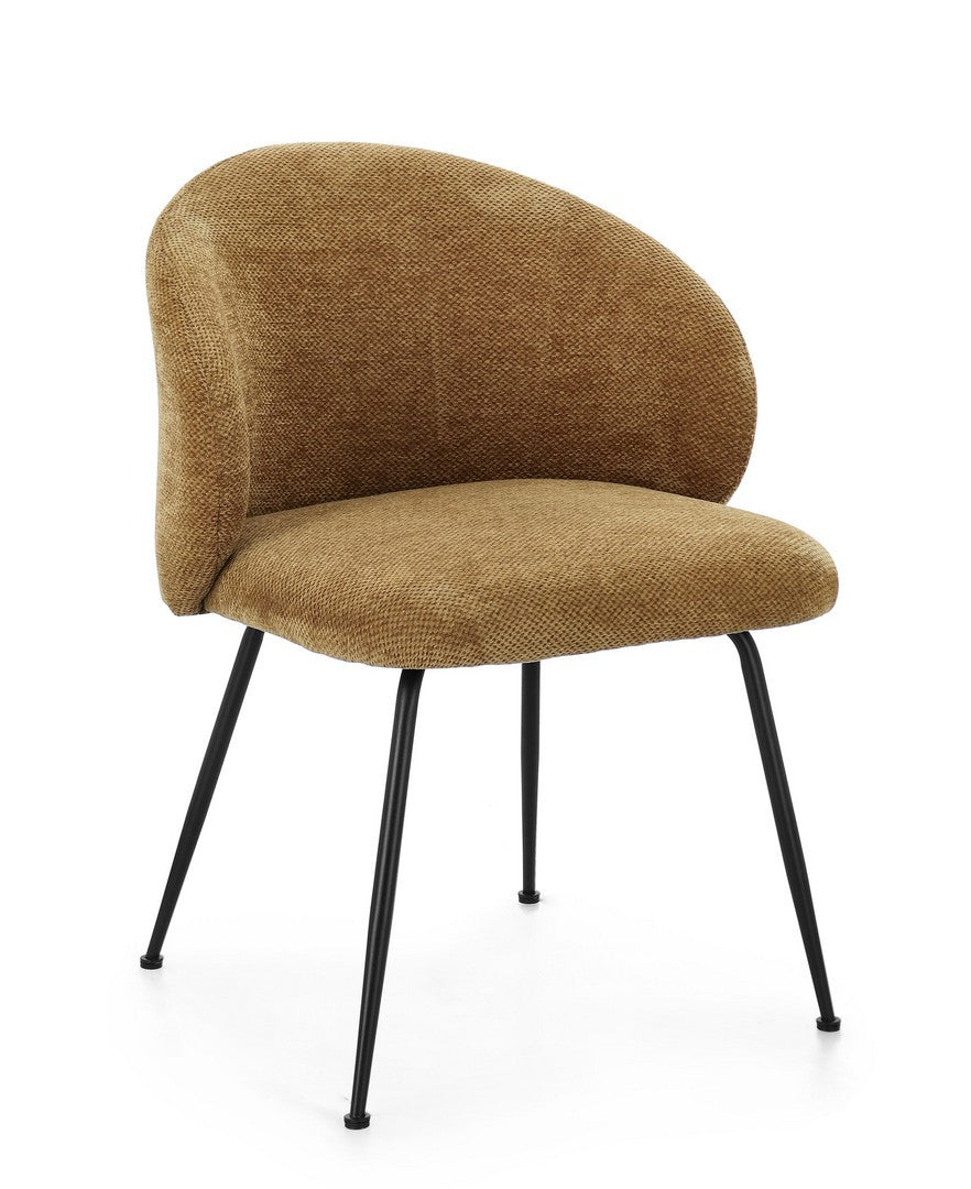 Scaun Dining Tapițat Textil Ocru, Geisen Bizzotto - Imagine 1