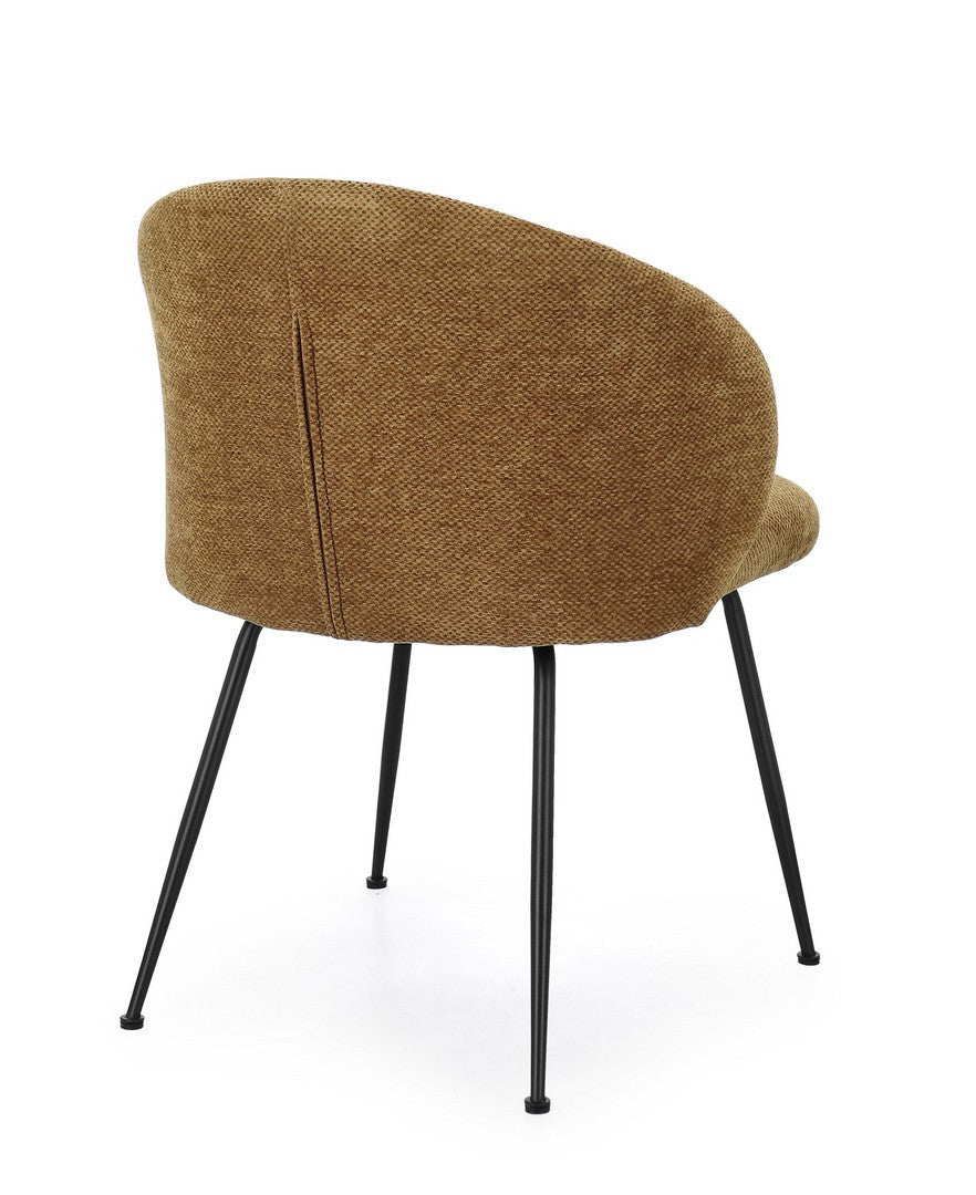 Scaun Dining Tapițat Textil Ocru, Geisen Bizzotto - Imagine 2