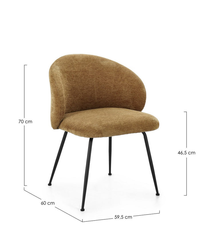 Scaun Dining Tapițat Textil Ocru, Geisen Bizzotto - Imagine 3