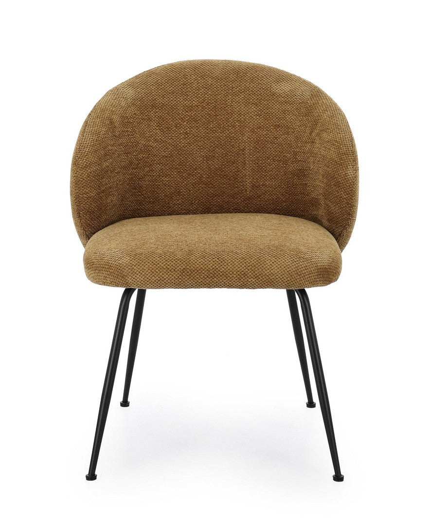 Scaun Dining Tapițat Textil Ocru, Geisen Bizzotto - Imagine 4