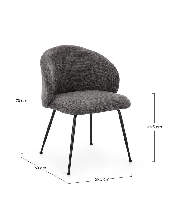 Scaun Dining Tapițat Textil Gri, Geisen Bizzotto - Imagine 3
