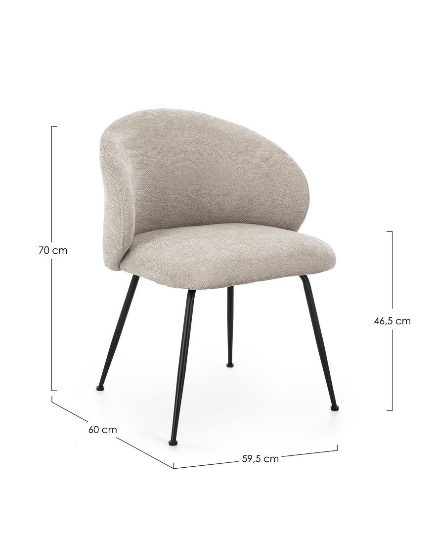 Scaun Dining Tapițat Textil Gri, Geisen Bizzotto - Imagine 3